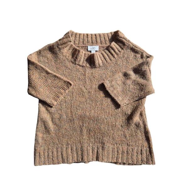 LOFT M Lightweight Heathered Neutral Beige Half Sleeve Mohair Blend Sweater - Picture 7 of 9